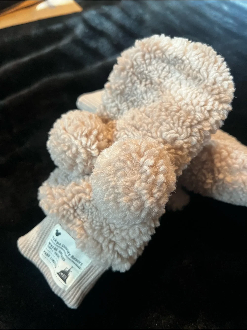 Tokyo Disneyland park limited Beige Sherpa Mickey Ear Mittens